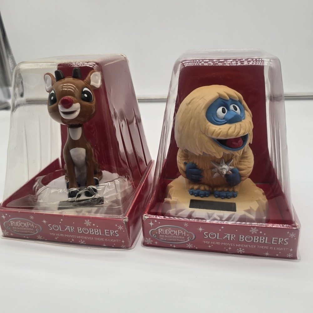 New! Lot of‎ 2 Rudolph The Red-Nose Reindeer & Abominable Snowman Solar Bobbles